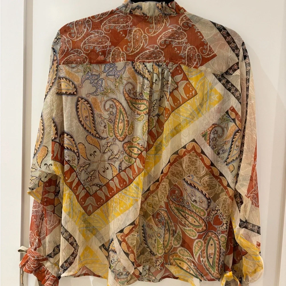 Mango Multicolor Paisley Ruffle Blouse - Picture 3 of 5
